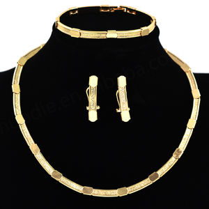 High Quality <b>Copper</b> Zircon Luxury Bridal Jewelry Set 14K Gold Plating for Women Engagement Wedding Party <b>Necklace</b> Earrings - Product Image 1