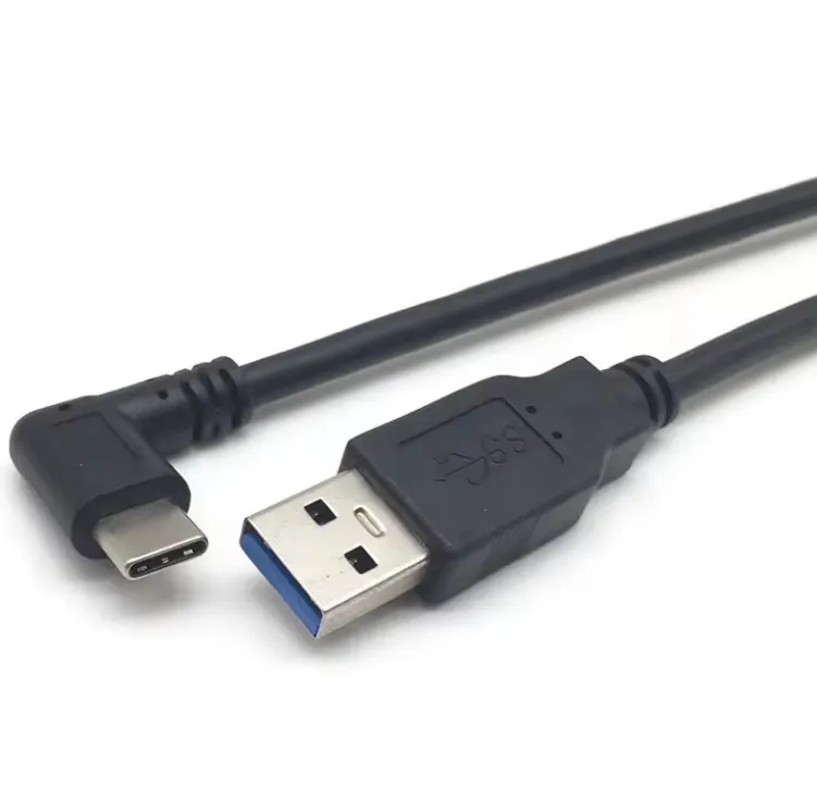 Black Best Price 1M Big Promotion Usb 3.0 A Male To Type C 90 Degree Right Angle Male USB Data Charging Cable For Mobile Phones