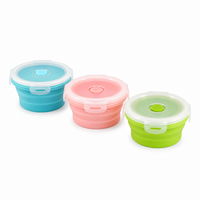 Boîte à lunch en silicone pliable ronde mini, compatible micro-ondes, avec couvercle verrouillable, pour la préparation des repas et les voyages (vente en gros)
