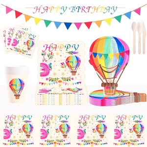 DAMAI <b>Customized</b> Hot Air <b>Balloon</b> Birthday Dinner Plate Party Disposable Paper Party Tableware Set for Kids Birthday Supplies - Product Image 5