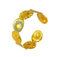 Nouveau bracelet en acier inoxydable émaillé anti-goutte d'huile, avec un design circulaire géométrique unique en forme de soleil, ne se décolore pas