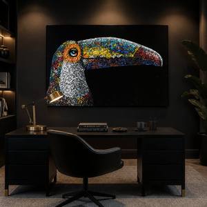 <span class=keywords><strong>Dipinto</strong></span> Decorativo di Lusso di Grandi Dimensioni, Pappagallo 3D con Texture Spessa, <span class=keywords><strong>Dipinto</strong></span> a Olio 100% Fatto a Mano, Incorniciato per Hotel, Gallerie e Uffici - Product Image 5
