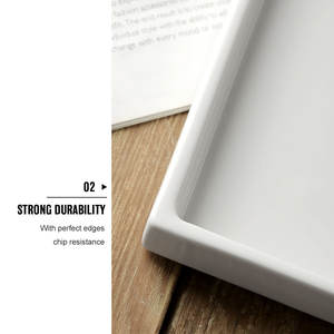 Plato <span class=keywords><strong>Rectangular</strong></span> de Cerámica para Servir Postres, 9 Pulgadas, Venta al por Mayor, Platos Rectangulares Pequeños de Porcelana Blanca Mate para Cena - Product Image 4