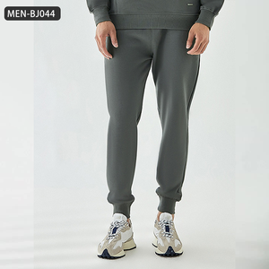 Joggers 360G en coton 100% pour hommes-Pantalon de survêtement fuselé gris lavé vintage avec chevilles à revers, pantalon de salon décontracté en tricot minimaliste - Product Image 2