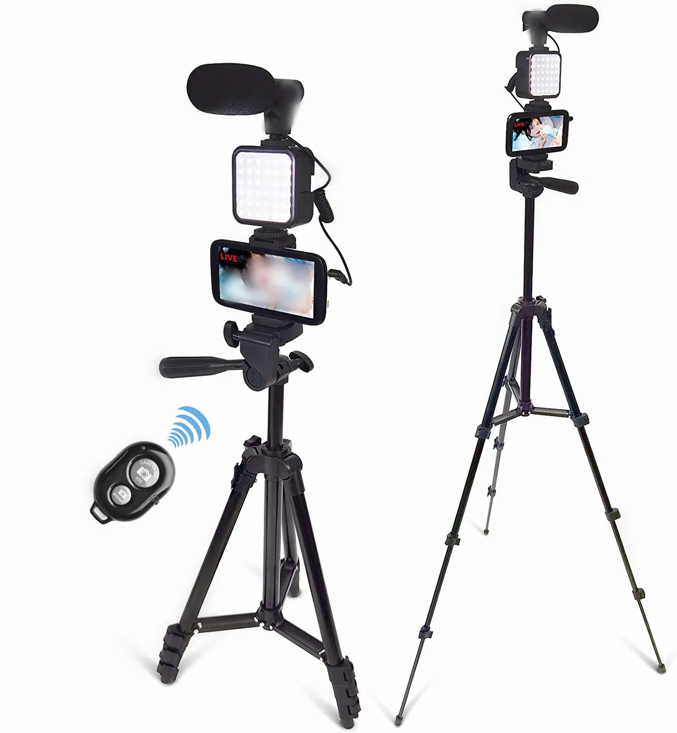 Портативный штатив со светодиодной подсветкой и микрофоном, комплект для подсветки смартфонов Tiktok, Youtube, прямой трансляции видео