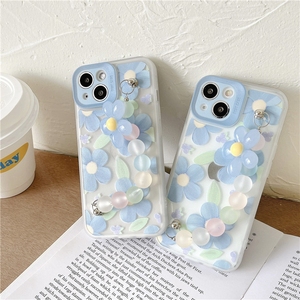 <span class=keywords><strong>Funda</strong></span> de teléfono Floral con flor <span class=keywords><strong>azul</strong></span> 3D, brazalete de muñeca con cadena para <span class=keywords><strong>iPhone</strong></span> 14 <span class=keywords><strong>13</strong></span> 12 11 Pro Max X XR XS 7 8 Plus - Product Image 3
