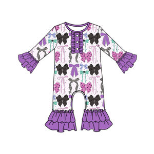 RTS Halloween arcos nuevos diseños bebé niñas volantes mameluco botones a presión recién nacido Niño mameluco venta al por mayor hermana ropa de bebé - Product Image 4