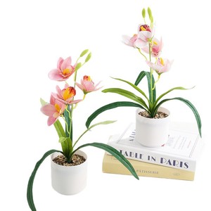 Fleurs artificielles en stock, magnolia à quatre têtes en pot, bassin pavé de pierres, décoration intérieure, petit ornement de bureau, artificiel - Product Image 5