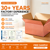 Carton d'expédition ondulé à rayures verticales rose et orange personnalisé en usine, boîte d'emballage pliable en papier recyclable pour le commerce électronique
