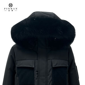 <span class=keywords><strong>2023</strong></span> al aire libre impermeable de longitud media para hombre bolsillo de pana de contraste invierno zorro cuello de piel grande abrigo de plumón de pato blanco grueso - Product Image 6