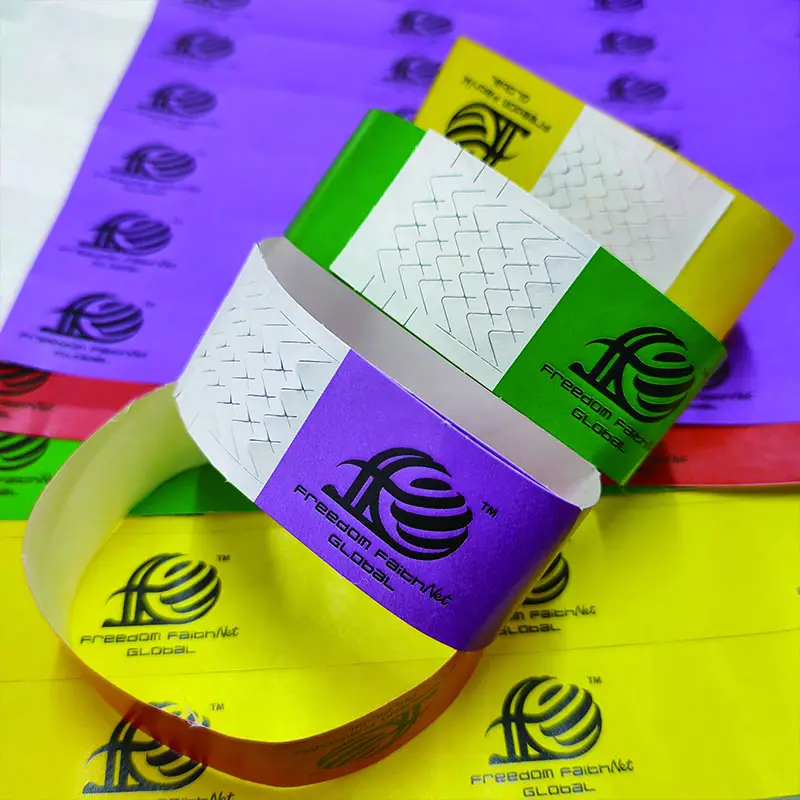 Großhandel 3/4 Zoll benutzer definierte billige Tyvek Armband Einweg papier Armbänder für Veranstaltungen/Park/Party / Festival