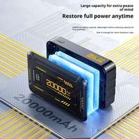 Nouvelle batterie externe portable ultra-mince 22,5 W 10000/20000 mAh à charge rapide avec affichage LED et protection mécanique, avec 3 câbles