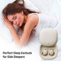 Earbuds TWS Nirkabel Nyaman Tak Terlihat di Dalam Telinga dengan Indikator Baterai LED untuk Tidur, Peredam Kebisingan Aktif (ANC), Tahan Air IPX6
