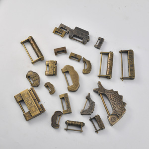 19 Mini Antique Style Padlocks Chinese Design Copper <b>Box</b> <b>Locks</b> Rectangular Shape Home Use Single Lever Mechanism - Product Image 2
