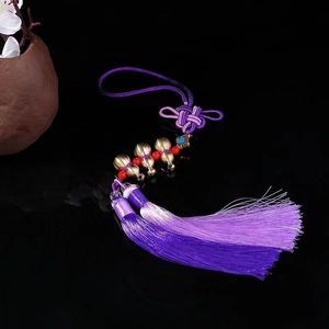 Pendentif de voiture Ruijin en cuivre pur avec nœud chinois et pompon, ornement porte-clés, décoration de rétroviseur, style artistique rétro - Product Image 2