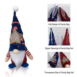 Sac à bonbons gnome patriotique sans visage pour le 4 juillet, décoration de table pour la fête de l'Indépendance américaine, ornement cadeau - Product Image 4