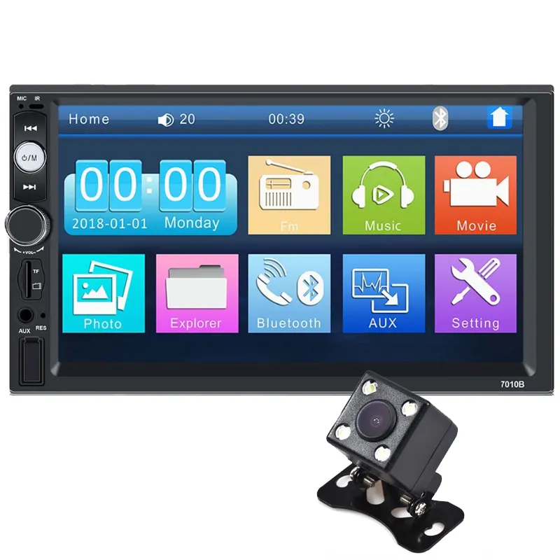 Lecteur MP5 universel 7010B 7 ''2 Din autoradio Auto avec caméra lecteur DVD de voiture