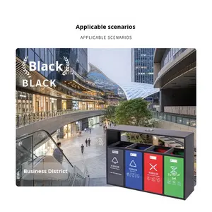 Contenedor de Basura Doble Grande de Acero Inoxidable Ecológico, sin Tapa, para Exteriores, para Parques, Áreas Residenciales y Paisajes - Product Image 1