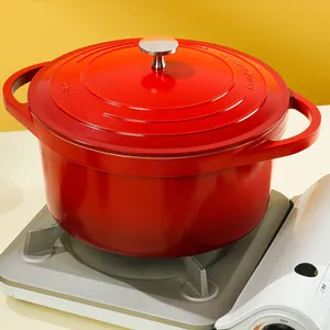 Enameled Cast Aluminum Dutch Oven Pot with Self Basting Lid Non-stick Round Covered Casserole