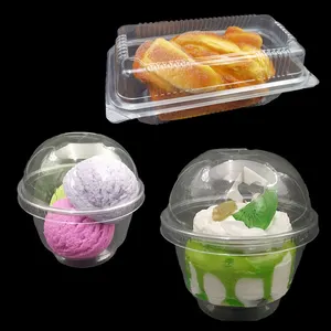 disposable transparent plastic dessert box clear container for cake ice cream packaging containers shaped containers