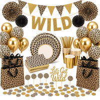 Ensemble de vaisselle jetable en papier à imprimé léopard pour fête d'anniversaire, décoration de table sur le thème de la jungle animale pour enterrement de vie de jeune fille