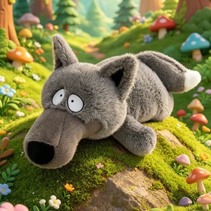 Peluche Loup Brodé Super Doux en Gros, 25-35cm, Gris Moelleux, avec Logo Personnalisé pour Cadeaux Anti-Stress - Product Image 3