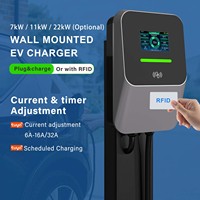Estación de Carga Rápida para Vehículos Eléctricos Shenzhen Wall Box Wallbox Trifásica Tipo 2 16A 32A 7kW 11kW 22kW para el Hogar