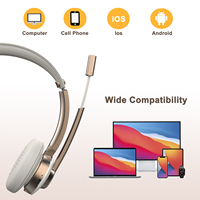 Casque classique BT-782 sans fil à réduction de bruit sur l'oreille, casque de centre d'appels avec microphone