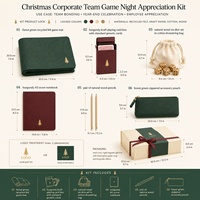 Kit Cadeau Personnalisé pour Soirée de Jeu d'Entreprise de Noël avec Tapis en Feutre, Cartes, Dés en Bois, Carnet, Crayons, Pochette et Boîte Cadeau - Fournisseur