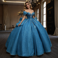 Brésil vert émeraude Quinceanera robe de bal étincelle paillettes épaule dentelle perlée brodé cristal robe de soirée robe élégante