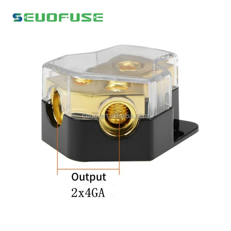 Power Distribution Block0/2/4 Gauge In 4/8 Gauge AWG Out 2 Way Copper Power Distribution Block Fit For Audio Splitter Fit For Car Audio Stereo Amp Distribution Connecting Block 2pcs