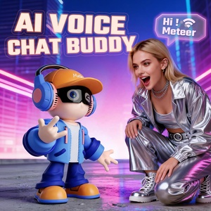 Jouets pour animaux de compagnie robotisés articulés interactifs Meteer AI en silicone de qualité alimentaire avec reconnaissance vocale et musique automatique, contrôlables par application - Product Image 3