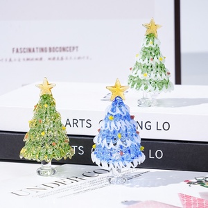 Ornamento da Scrivania in Vetro Boshan con Lavorazione a Filo, Albero <span class=keywords><strong>di</strong></span> <span class=keywords><strong>Natale</strong></span> Fatto a Mano per Ufficio, Casa e Regali Festivi - Product Image 1