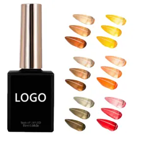 Nail Design Temperature Mix-Colors Crystal Effect Uv Gel Full Coverage Amber Gel Nail Polish