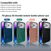 Étui en cuir PU de conception entièrement enveloppée de grain de losange fait à la main de haute qualité pour accessoire de téléphone portable iPhone 17 Pro Max