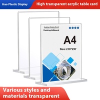 Support d'affichage haut de gamme en forme de T pour panneaux de table A4 A6 et porte-cartes, avec support de prix publicitaire A5 coulissant en acrylique