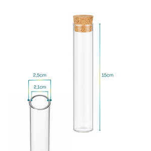 Provette in Vetro con Tappi in Sughero, Altezza 10 cm, Diametro 2,5 cm, Contenitori per Coriandoli e Bomboniere - Product Image 2