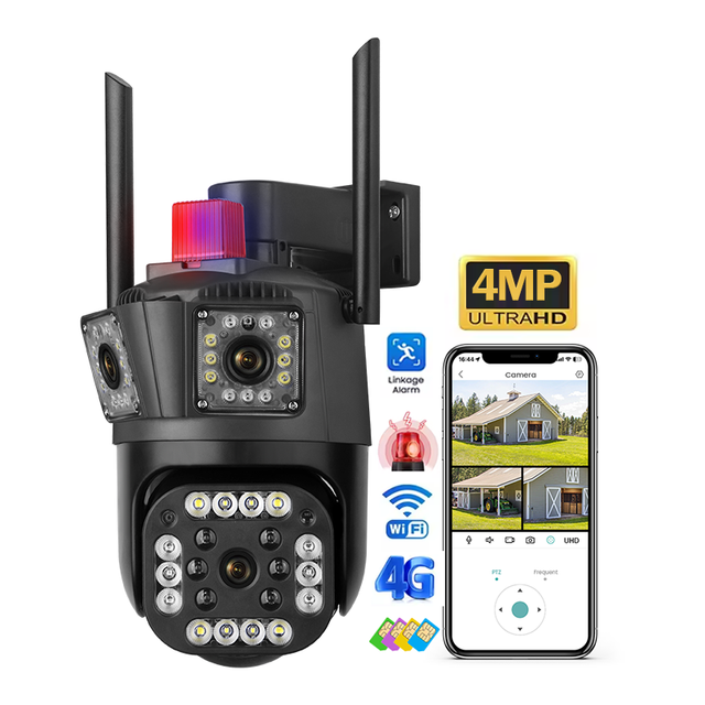 Wholesale V380 Pro Wireless 4MP Three Screens PTZ CCTV Camera with Humanoid Motion Tracking Night Vision Cloud Storage