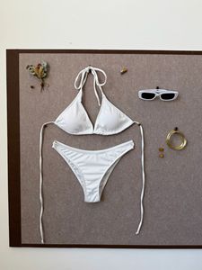 2026 European and American New Sexy Solid Color Rib Fabric Two-piece Swimsuit Swimwear Bikini - Product Image 5