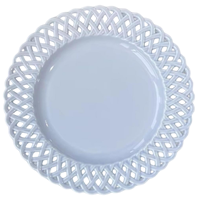 Service de vaisselle Joy, assiettes en céramique à motif en treillis bleu, ensemble d'assiettes à dîner