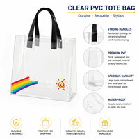 Sac fourre-tout transparent en PVC avec logo personnalisé, sac de shopping imperméable, sac à main en plastique réutilisable pour les événements commerciaux, emballage cadeau