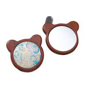 Antique-style wooden Song brocade <b>bear</b> mini makeup mirror, portable student carry mirror, <b>cute</b> beauty mirror, dirt-resistant - Product Image 5