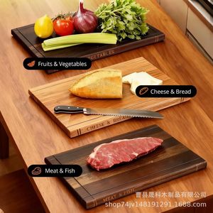 Tsunemi <b>Wooden</b> Cutting Board Set Rectangle Anti-Slip Kitchen Chopping <b>Blocks</b> 3-Piece Thickened For Cooked Food - Product Image 3