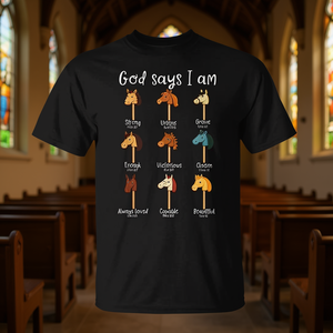 Camiseta God Says I Am Horse para Adultos, Unisex, Cuello Redondo, Manga Corta, Impresión Digital, Regalo Religioso para Iglesia - Product Image 3