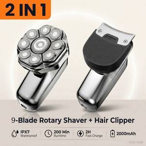 Upgraded 2 in 1 Bald <b>Head</b> Shaver Bald Men 9D Rotary Electric <b>Razor</b> Self-Haircut Trimmer Kit Cordless Rechargeable Waterproof - Product Image 1