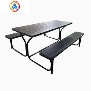 Moderno Juego de Mesa y Bancos Plegables Telescópicos Negros de Alta Calidad para Jardín, Diseño 2 en 1 para Comer y Descansar al Aire Libre - Product Image 4