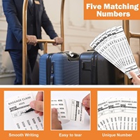 Étiquettes à bagages d'hôtel en vrac avec étiquettes numérotées assorties, étiquettes de réception de bagages en papier avec cordon blanc, billets de réception, étiquettes de vêtements