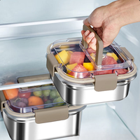 Boîte à lunch grande capacité en acier inoxydable 304 poignée anti-fuite conteneur de pique-nique de congélateur frais pour stockage de fruits Kimchi