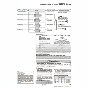 ZCDUKC16-10D de cylindre à montage libre SMC Pneumatics pour les applications sous vide - Product Image 1