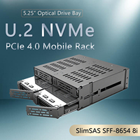 Rak Enclosure Mobile 4 Bay 15MM U.2 U.3 NVMe 2.5" SSD PCIe 4.0 yang Dapat Dilepas untuk Bay Drive 5.25"